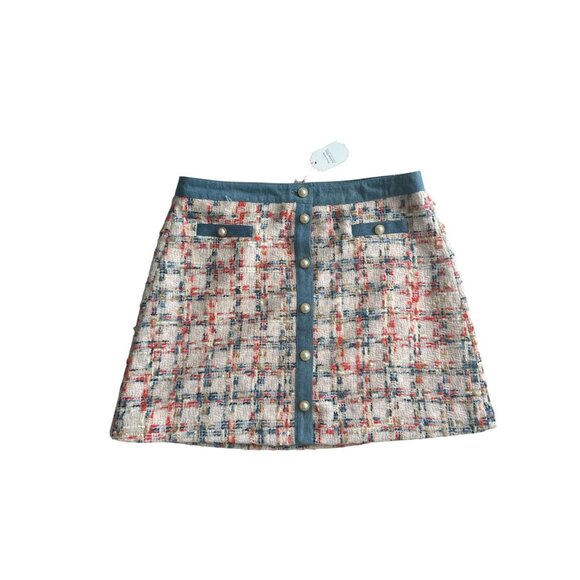 Nanette Lepore Blue and Red Tweed Mini Skirt - Picture 5 of 10